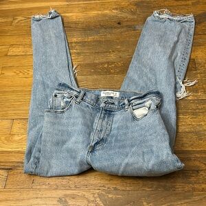 Ultra high rise blue jeans